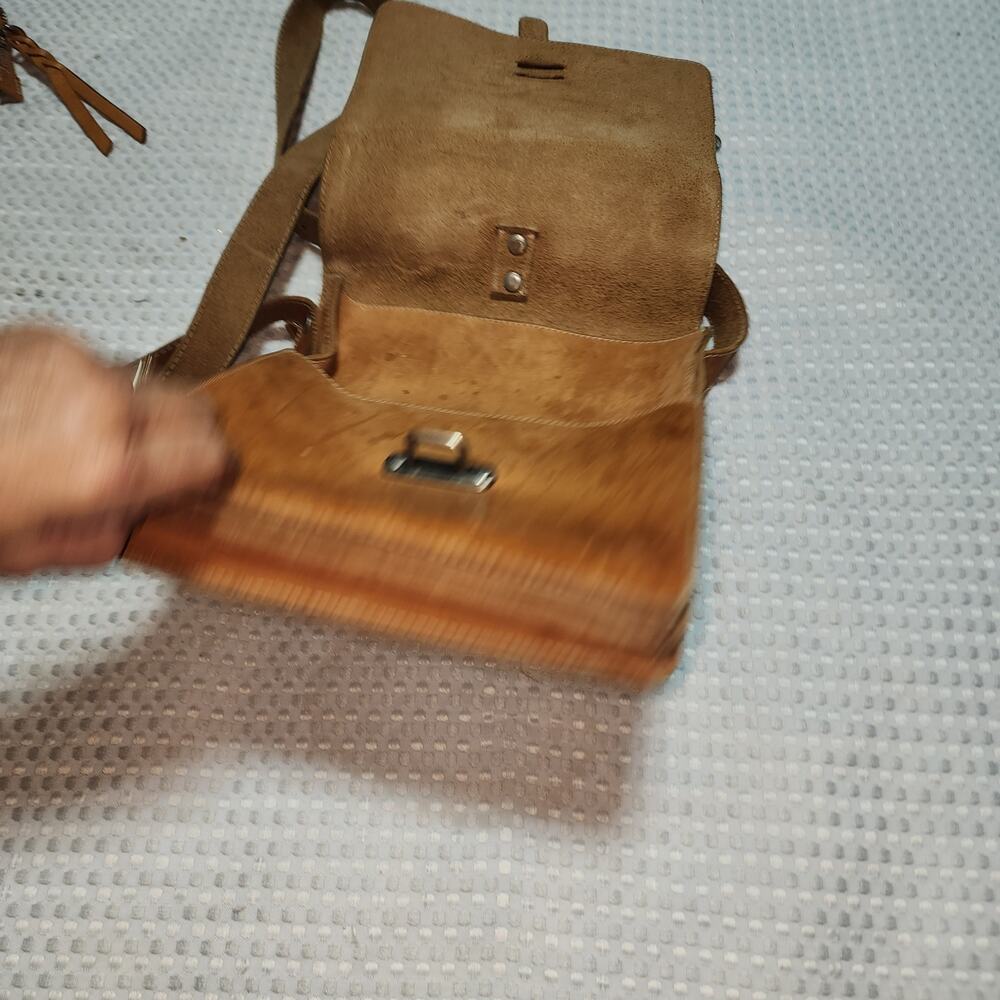 Genuine Leather Crossbody Double Section Bag - image 3